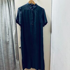 Peserico Collared Long Shirt Midi Dress Dark Gray Size 42